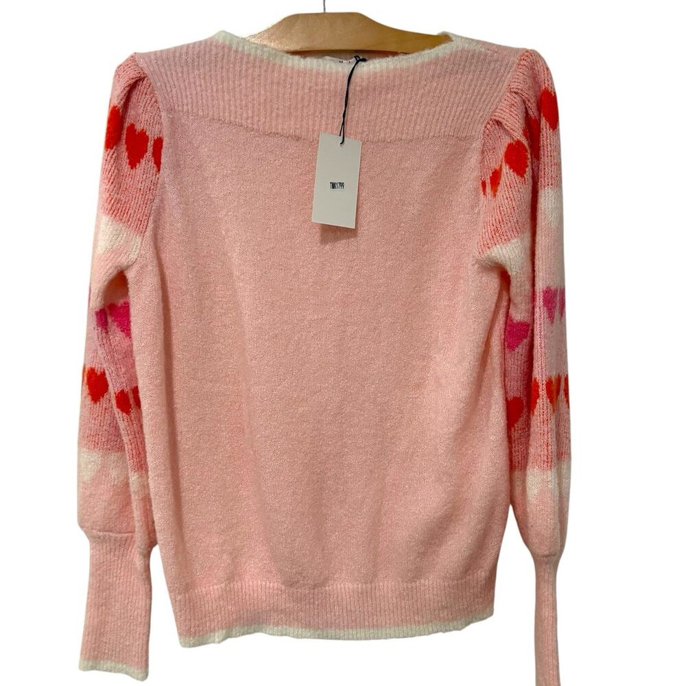 THML | Sweater Hearts Pink Pullover Long Sleeve NWT- Size Medium